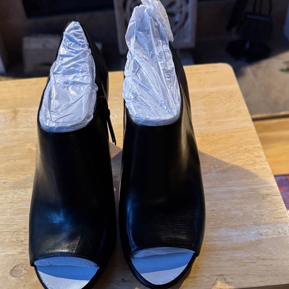 Nine West Black Peep-Toe Heeled Boots